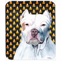 Pit Bull Candy Corn Halloween Portrait Mouse Pad&#44; Hot Pad Or Trivet