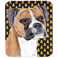 Boxer Fawn Uncropped Ears Candy Corn Halloween Mouse Pad&#44; Hot Pad Or Trivet