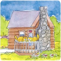 Cat Love At The Log Cabin Foam Coasters - Set 4