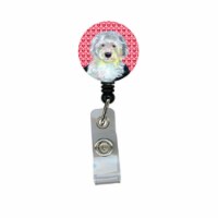 Old English Sheepdog Valentines Love and Hearts Retractable Badge Reel or ID Holder with Clip