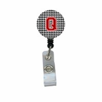 Houndstooth Black Initial Q Monogram Initial Retractable Badge Reel Or Id Holder With Clip