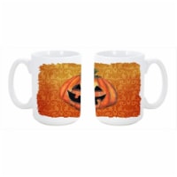October Pumpkin Halloween Dishwasher Safe Microwavable Ceramic Coffee Mug 15 oz.