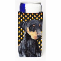 Doberman Natural Ears Candy Corn Halloween Portrait Michelob Ultra s for slim cans