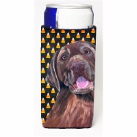 Labrador Chocolate Candy Corn Halloween Portrait Michelob Ultra s for slim cans