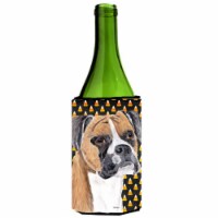 Boxer Fawn Uncropped Ears Candy Corn Halloween Wine Bottle  Hugger - 24 oz.