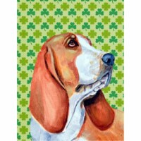 Basset Hound St. Patricks Day Shamrock Portrait Flag - Garden Size