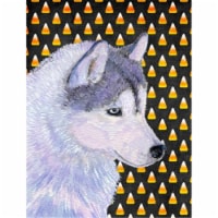 Siberian Husky Candy Corn Halloween Portrait Flag - Garden Size, 11 x 15 in.