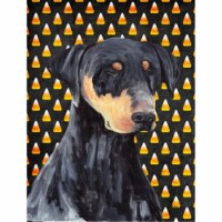 11 x 15 in. Doberman Natural Ears Candy Corn Halloween Portrait Garden Size Flag