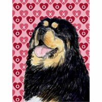 11 x 15 In. Tibetan Mastiff Hearts Love Valentines Day Flag, Garden Size