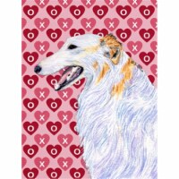 11 x 15 In. Borzoi Hearts Love And Valentines Day Portrait Flag, Garden Size