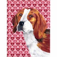 15 x 15 In. Beagle Hearts Love And Valentines Day Portrait Flag, Garden Size