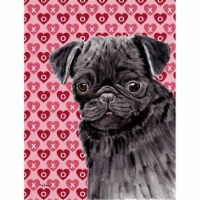 15 x 15 In. Pug Black Hearts Love And Valentines Day Portrait Flag, Garden Size