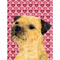 11 x 15 in. Border Terrier Hearts Love And Valentines Day Portrait Flag Garden Size