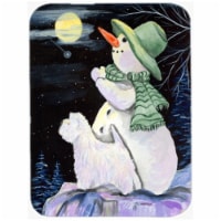 Snowman With Westie Glass Cutting Board, Large