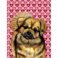 11 x 15 in. Tibetan Spaniel Hearts Love Valentines Day Flag Garden Size