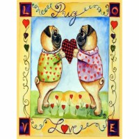 Pug Love Pug Love Valentines Day Flag Garden Size
