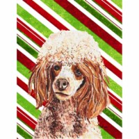 Red Miniature Poodle Candy Cane Christmas Flag Garden Size