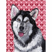 Alaskan Malamute Hearts Love And Valentines Day Flag Garden Size