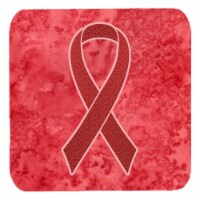 3.5 x 3.5 In. Red Ribbon for Aids Awareness Foam Coasters, Set of 4
