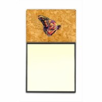 Butterfly on Gold Refiillable Sticky Note Holder or Postit Note Dispenser&#44; 3 x 3 In.