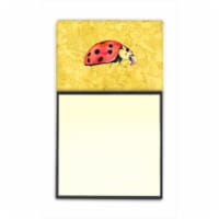 Lady Bug on Yellow Refiillable Sticky Note Holder or Postit Note Dispenser&#44; 3 x 3 In.