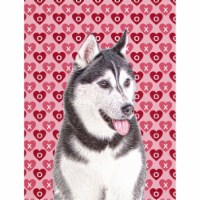 Hearts Love and Valentines Day Alaskan Malamute Flag Garden Size