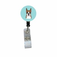 Checkerboard Blue Boxer Retractable Badge Reel