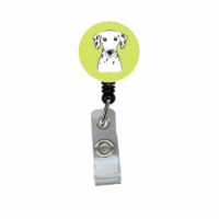 Checkerboard Lime Green Dalmatian Retractable Badge Reel