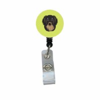 Checkerboard Lime Green Longhair Black And Tan Dachshund Retractable Badge Reel
