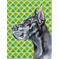 Black Great Dane St. Patricks Day Shamrock Flag Garden Size
