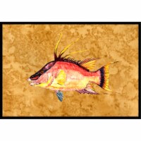 Hog Snapper On Gold Indoor & Outdoor Mat, 18 x 27 in.