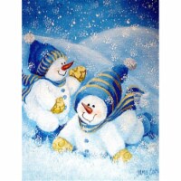 Snow Babies At Play Snowman Flag Garden Size