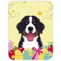Bernese Mountain Dog Easter Egg Hunt Glass Cutting Board, Large