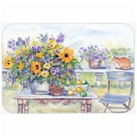 Patio Bouquet of Flowers Glass Cutting Board, Large