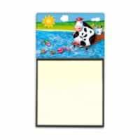 Cow Fishing Off of a Pier Sticky Note Holder