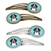 Checkerboard Blue Bernese Mountain Dog Barrettes Hair Clips, Set of 4
