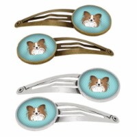 Checkerboard Blue Papillon Barrettes Hair Clips, Set of 4