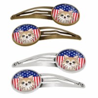American Flag & Chihuahua Barrettes Hair Clips, Set of 4