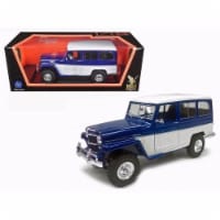 1955 Willys Jeep Station 1 by 18 Scale Diecast Model Car - Wagon Blue
