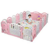 18-Panel Baby Playpen Kids Activity Center Playard w/Music Box & Basketball Hoop