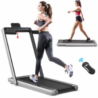 SuperFit 2.25HP 2 in 1 Dual Display Folding Treadmill Jogging Machine W/APP Control Dual Disp