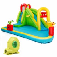 Gymax Outdoor Inflatable Splash Water Bounce House Jump Slide w/Blower