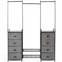 Gymax Fabric Dresser Storage Tower Organizer w/ 8 Drawers Metal Frame Shoe Rack