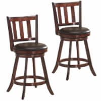 Costway Set of 2 25'' Swivel Bar stool Leather Padded Dining Kitchen Pub Bistro Chair High