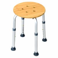 Costway Bamboo Bath Seat Shower Chair Round Shaped Stool Slip-Resistant Rubber Tip New
