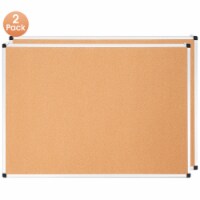 Costway 2 Pack Cork Bulletin Board 44'' x 32'' Wall Mounted Notice Board w/Aluminium Frame