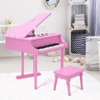 30 key Childs Toy Grand Baby Piano w/ Kids Bench Wood Pink