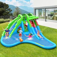 Inflatable Kid Bounce House Dual Slide Climbing Wall Splash Pool w/Bag
