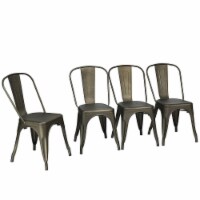Gymax Set of 4 Metal Dining Chair Stackable Tolix Bar Cafe Side Chair Gun