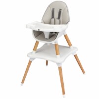 Babyjoy 5-in-1  Baby High Chair Infant Wooden Convertible Chair w/5-Point Seat Belt GrayKhaki
